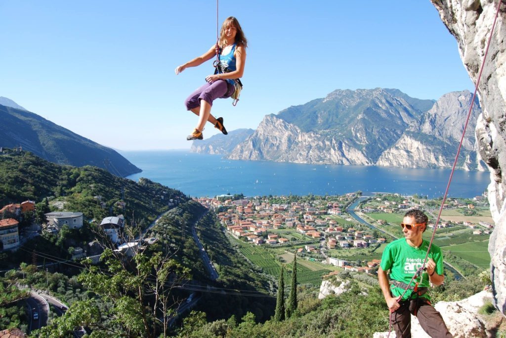 Climbing on Lake Garda. 