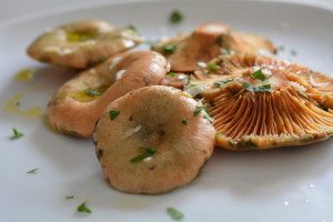 Tartare di carne salada con funghi grigliati 