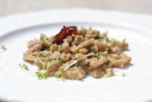 Spätzle alle molche con pomodorini confit e al profumo di basilico